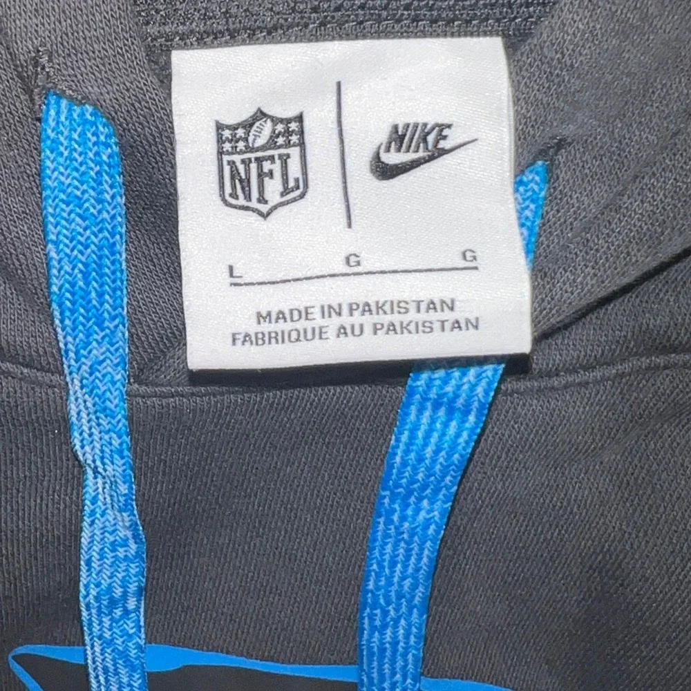 Nike NFL Carolina Panthers Hoodie Black Blue Colorblock Men's Large 02F2-0CEJ